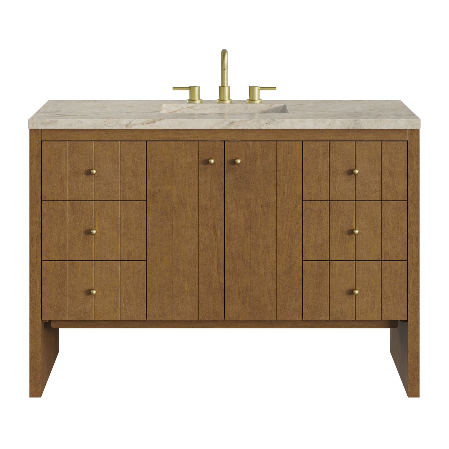 Renovate for Less Atlanta Hudson 48" Single Vanity, Honey Oak w/ 3 CM Tajnar Eclos Top