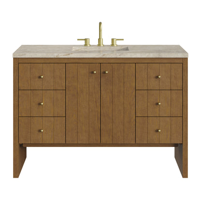 Renovate for Less Atlanta Hudson 48" Single Vanity, Honey Oak w/ 3 CM Tajnar Eclos Top