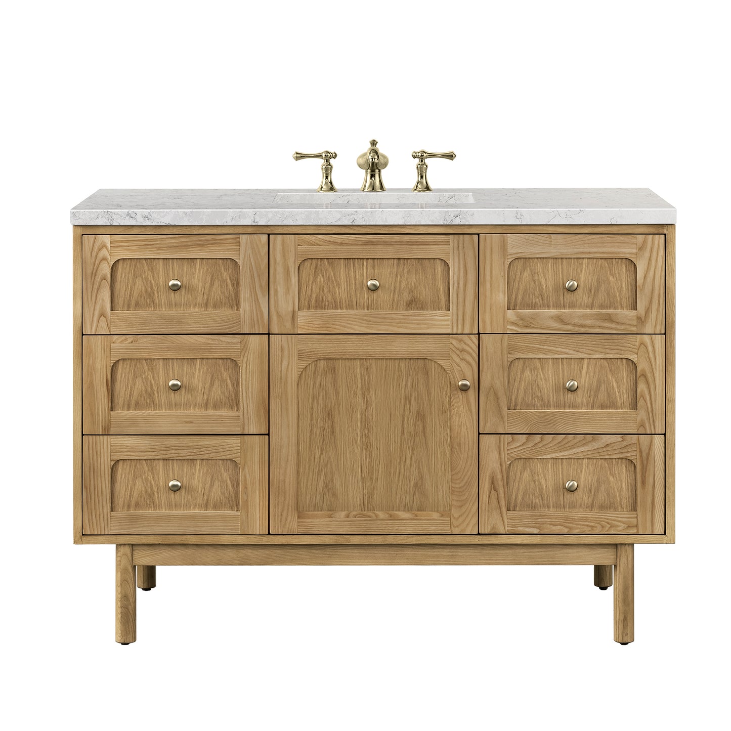 Renovate for Less Atlanta Laurent 48" Single Vanity, Light Natural Oak w/ 3 CM Eternal Jasmine Pearl Top
