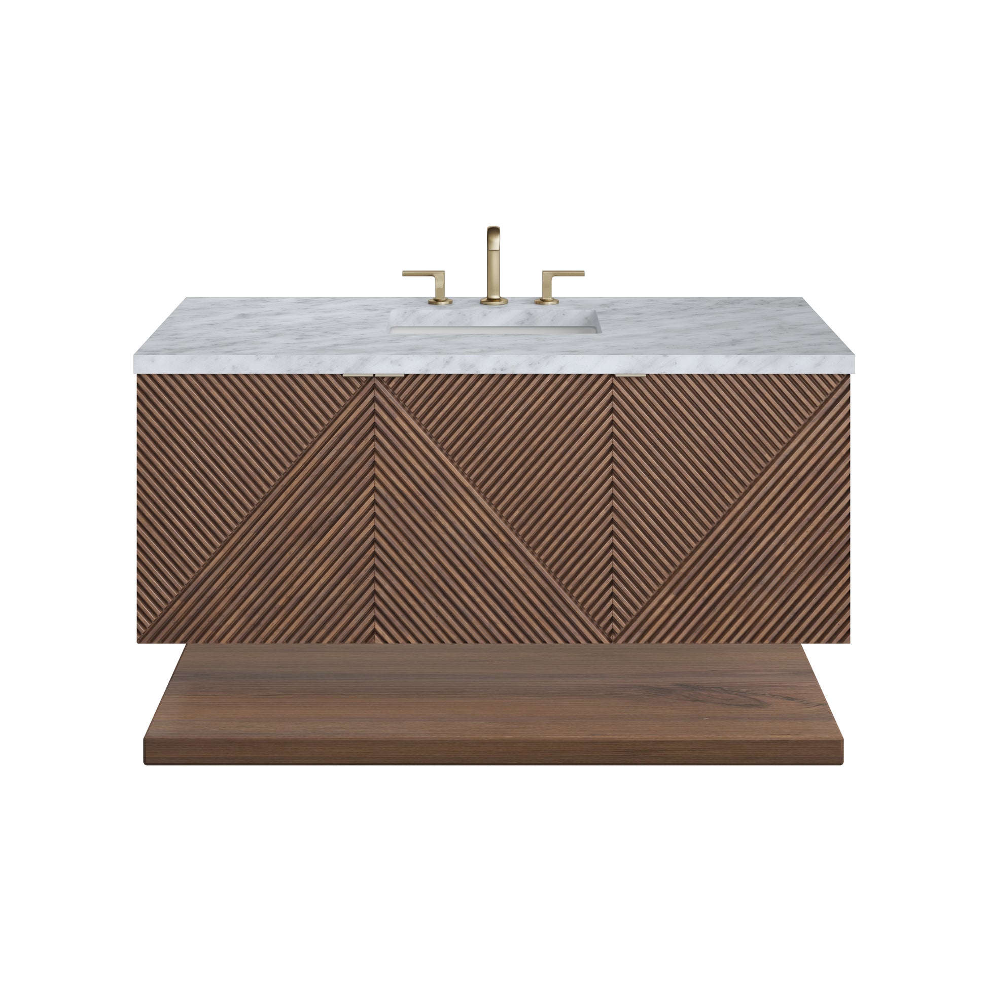 Renovate for Less Atlanta Marcello 48" Single Vanity, Chestnut w/ 3 CM Carrara White Marble Top