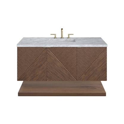 Renovate for Less Atlanta Marcello 48" Single Vanity, Chestnut w/ 3 CM Carrara White Marble Top
