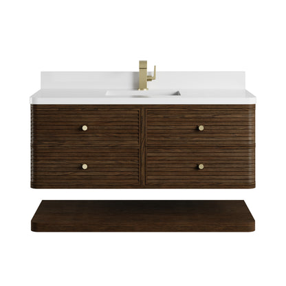 Renovate for Less Atlanta Allamari 48" Single Vanity, Sable w/ Single Hole 3 CM White Zeus Silestone Top