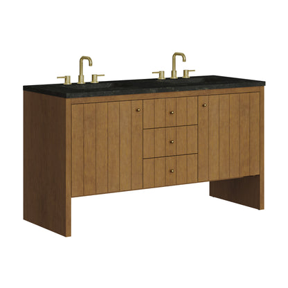 Renovate for Less Atlanta Hudson 60" Double Vanity, Honey Oak w/ 3 CM Phantome Eclos Top
