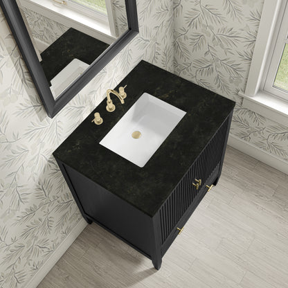 Renovate for Less Atlanta Myrrin 30" Single Vanity, Carbon Oak w/ 3 CM Phantome Eclos Top