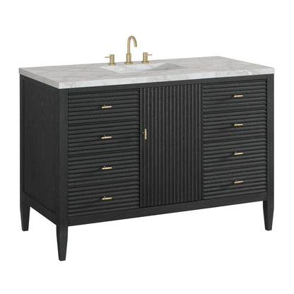 Myrrin 48" Single Vanity, Carbon Oak w/ 3 CM Victorian Silver Silestone Top w/FreePower Wireless Charger