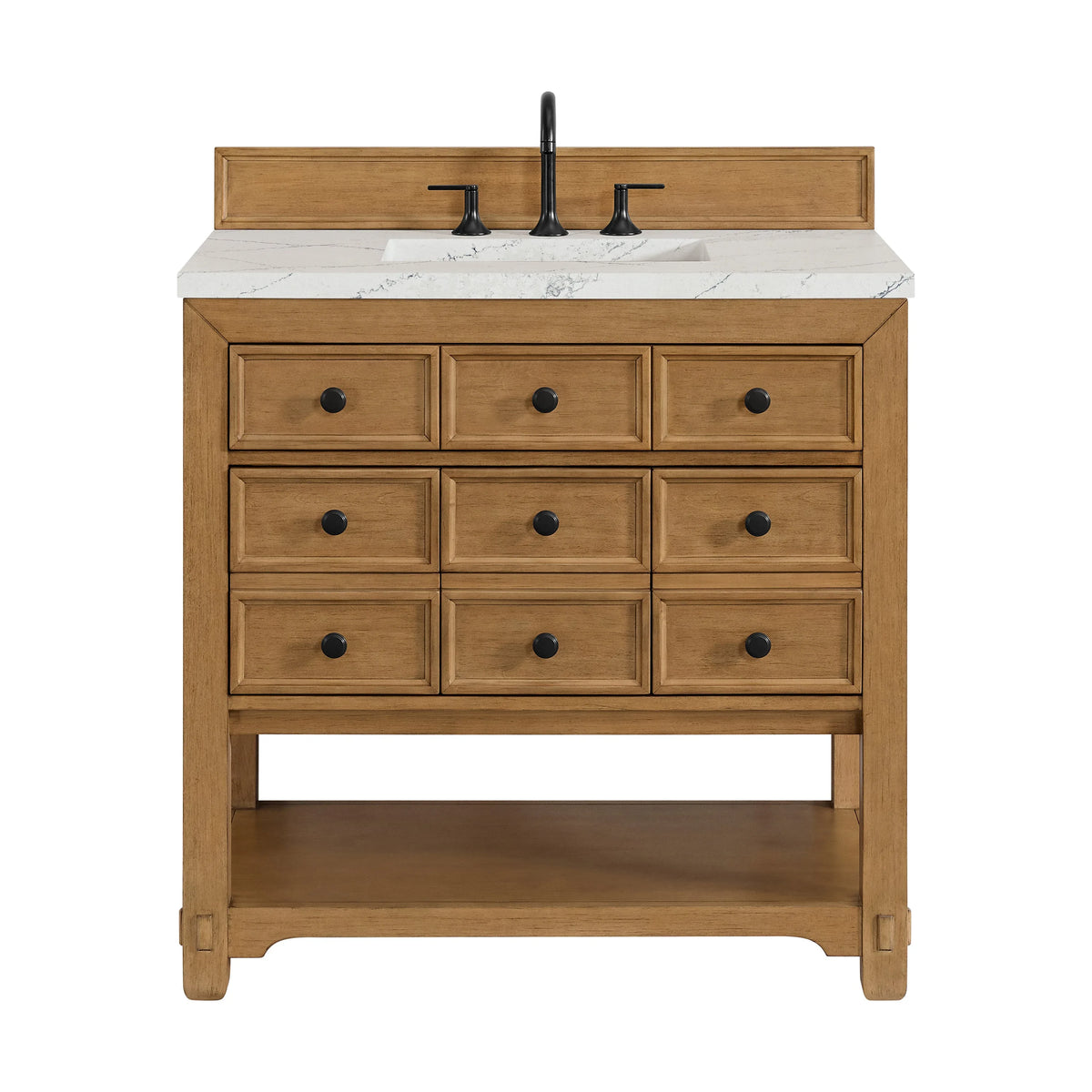 Malibu 36" Single Vanity, Amber Birch w/ 3 CM Ethereal Noctis Top