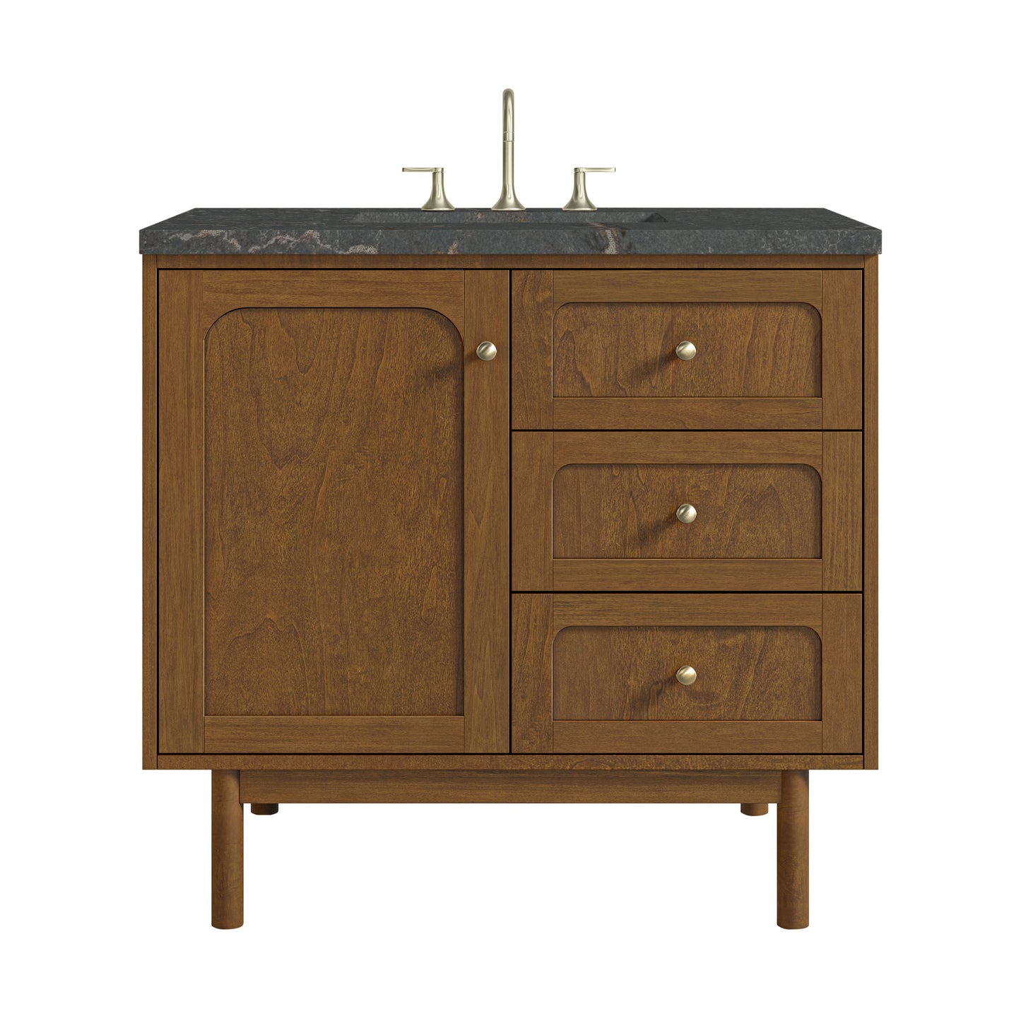 Renovate for Less Atlanta Laurent 36" Single Vanity, Honey Oak w/ 3 CM Parisien Bleu Silestone Top