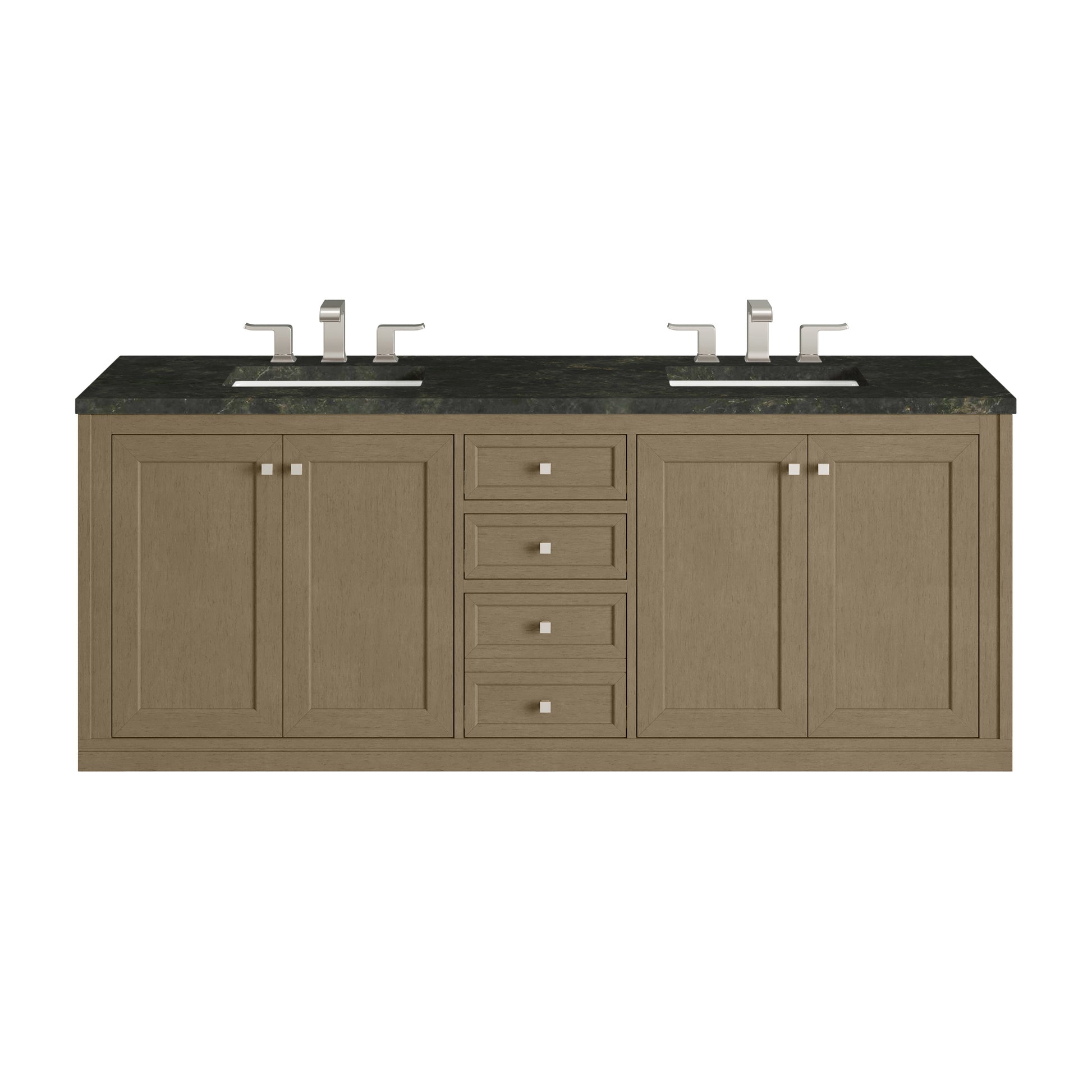 Renovate for Less Atlanta Chicago 72" Double Vanity, Walnut Whisper, w/ 3 CM Phantome Eclos Top
