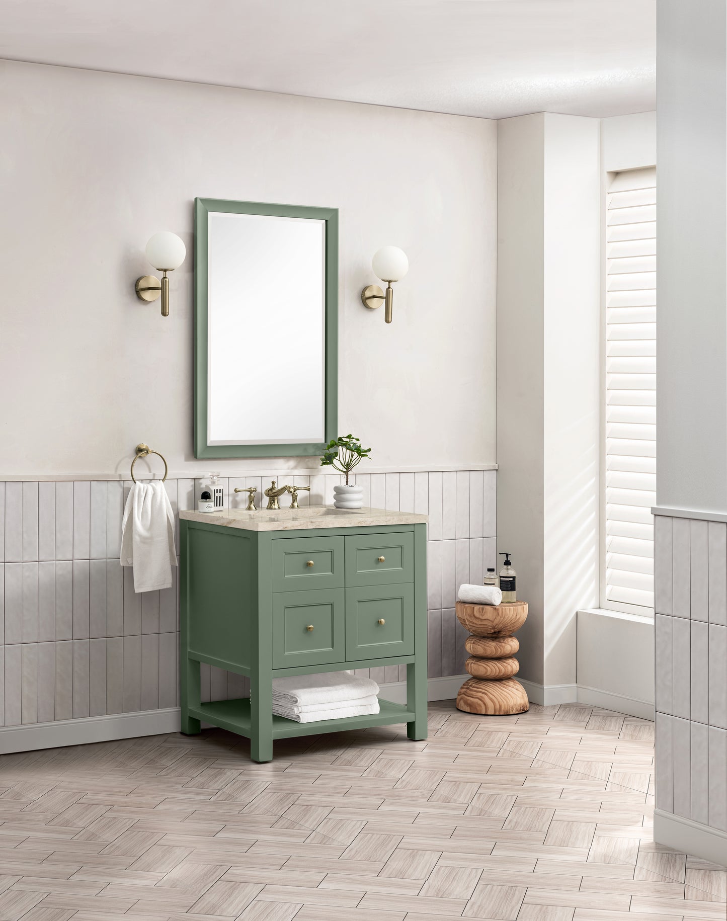 Renovate for Less Atlanta Breckenridge 30" Single Vanity, Smokey Celadon, w/ 3 CM Tajnar Eclos Top