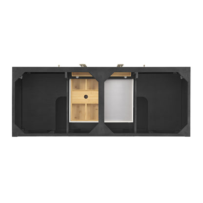 Renovate for Less Atlanta Myrrin 60" Double Vanity, Carbon Oak, w/ 3 CM Siberian Silestone Top