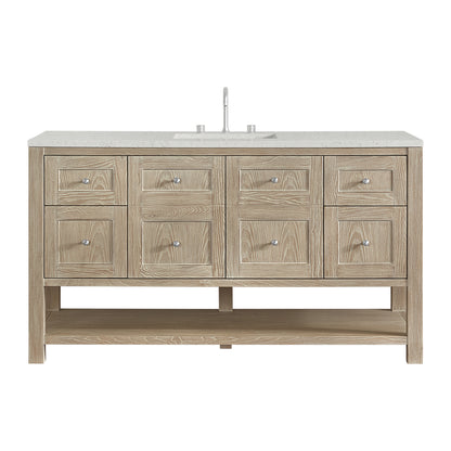 Renovate for Less Atlanta Breckenridge 60" Single Vanity, Whitewashed Oak, w/ 3 CM Lime Delight Quartz Top
