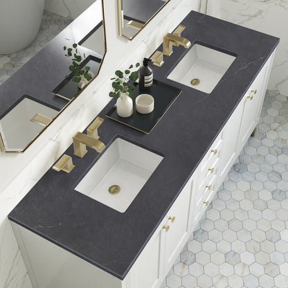 Renovate for Less Atlanta Chicago 72" Double Vanity, Glossy White, w/ 3 CM Charcoal Soapstone Silestone® Top