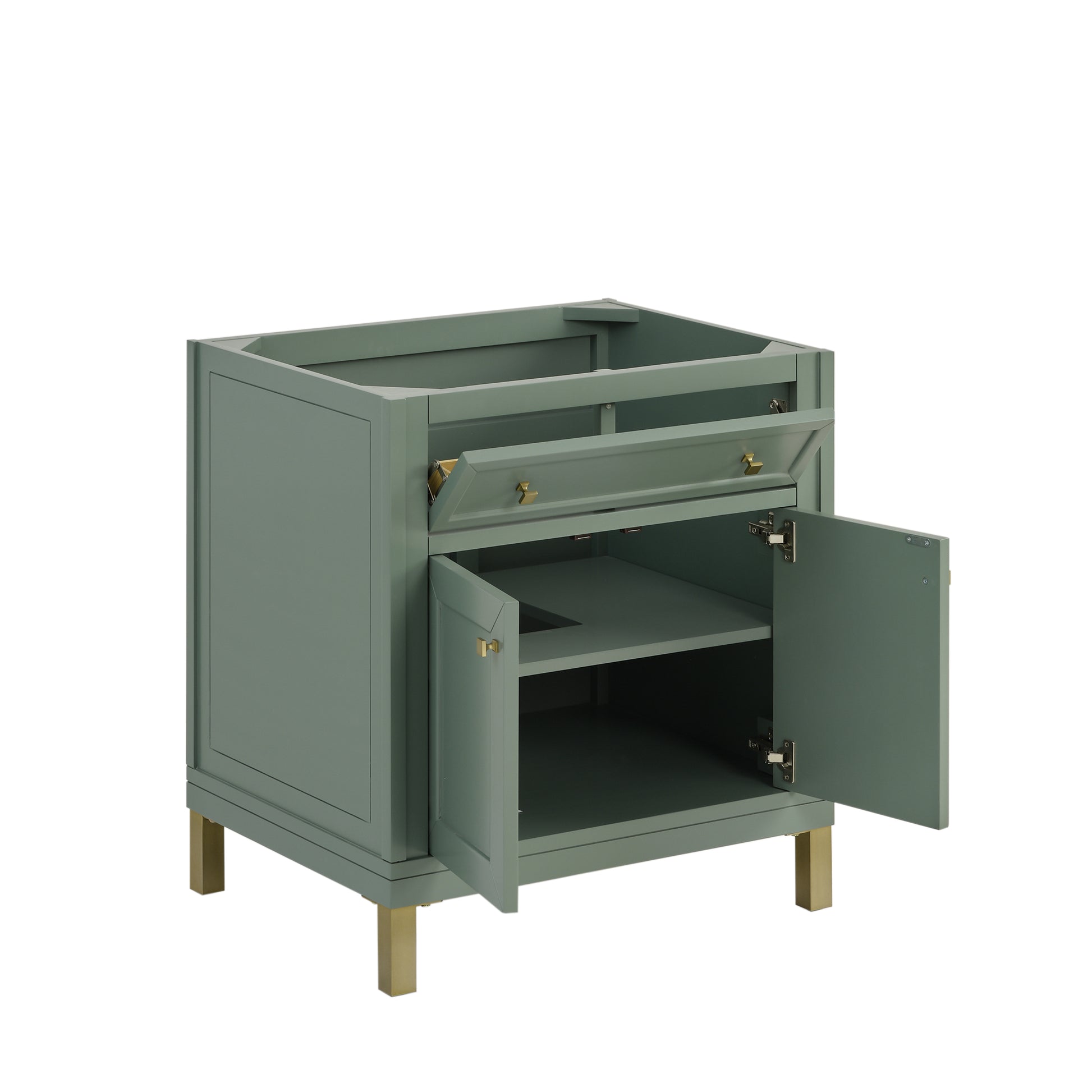 Renovate for Less Atlanta Chicago 30" Single Vanity, Smokey Celadon, w/ 3 CM Eternal Jasmine Pearl Silestone® Top