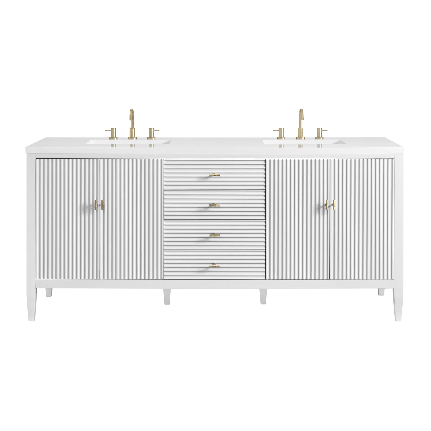 Renovate for Less Atlanta Myrrin 72" Double Vanity, Bright White w/ 3 CM White Zeus Silestone Top