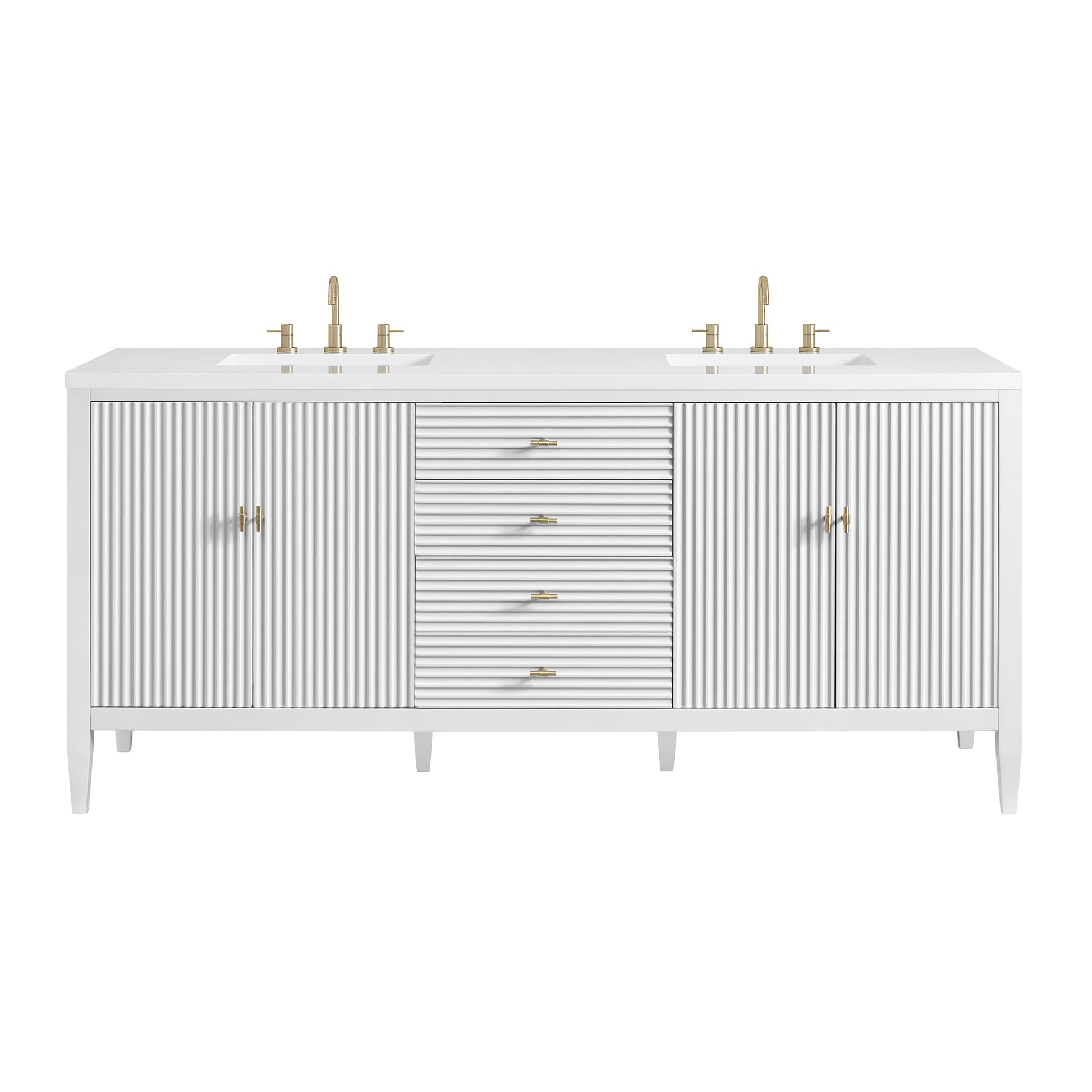 Renovate for Less Atlanta Myrrin 72" Double Vanity, Bright White w/ 3 CM White Zeus Silestone Top