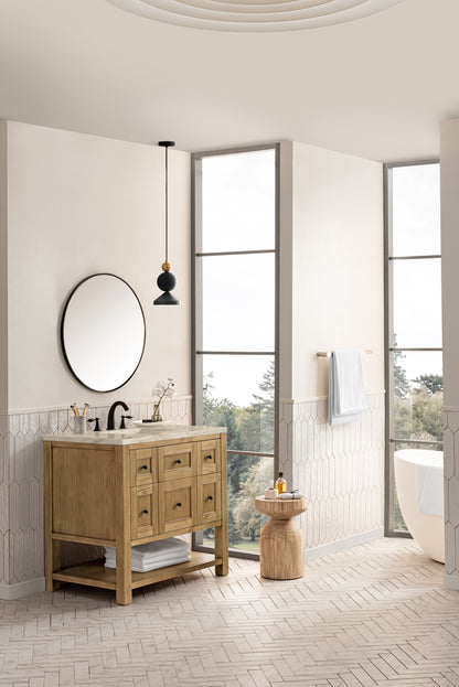 Renovate for Less Atlanta Breckenridge 36" Single Vanity, Light Natural Oak, w/ 3 CM Tajnar Eclos Top