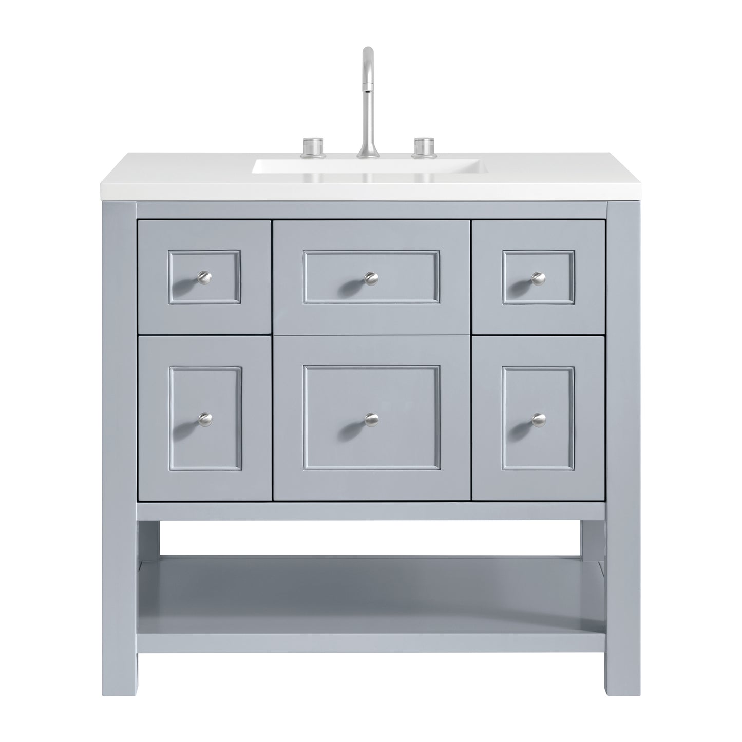 Renovate for Less Atlanta Breckenridge 36" Single Vanity, Serenity Blue, w/ 3 CM White Zeus Quartz Top