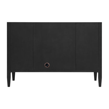 Renovate for Less Atlanta Myrrin 48" Single Vanity, Carbon Oak w/ 3 CM Parisien Bleu Silestone Top w/FreePower Wireless Charger