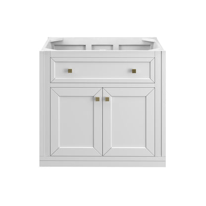 Renovate for Less Atlanta Chicago 30" Single Vanity, Glossy White, w/ Single Hole 3CM White Zeus Silestone® Top & Backsplash