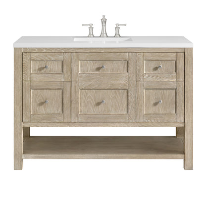 Renovate for Less Atlanta Breckenridge 48" Single Vanity, Whitewashed Oak w/ 3 CM White Zeus Silestone Top