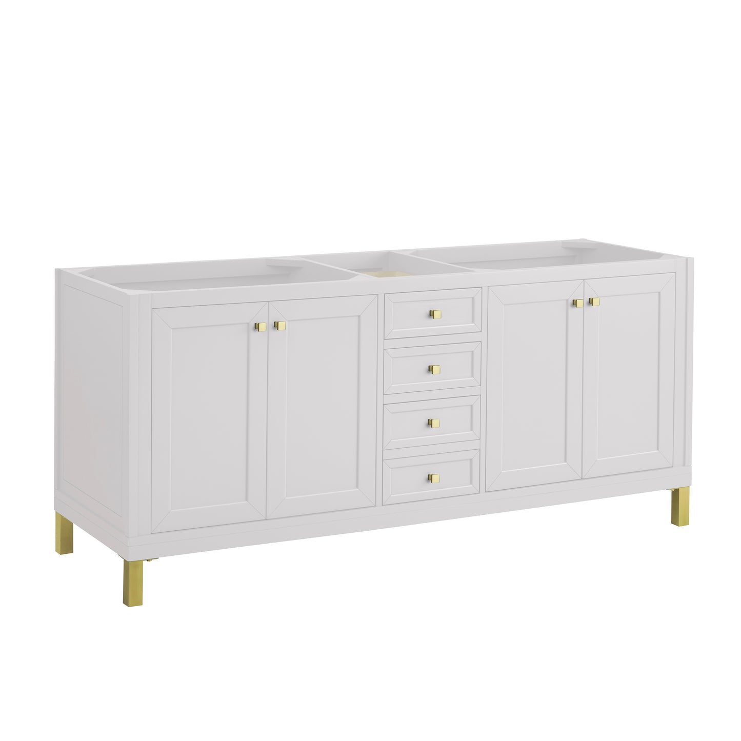 Renovate for Less Atlanta Chicago 72" Double Vanity, Glossy White, w/ 3 CM White Zeus Silestone® Top