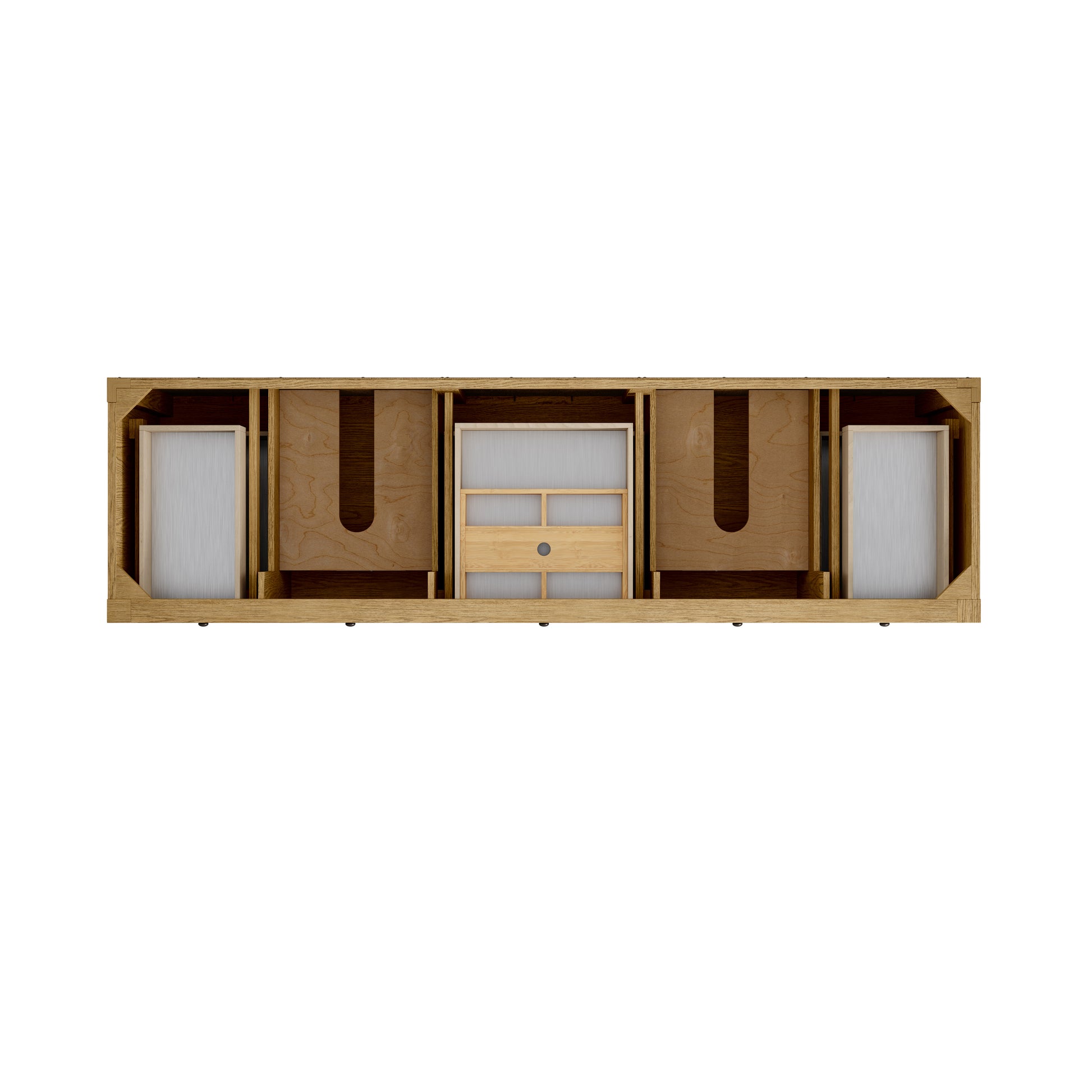 Renovate for Less Atlanta Breckenridge 84" Double Vanity, Light Natural Oak w/ 3 CM Eternal Jasmine Pearl Top