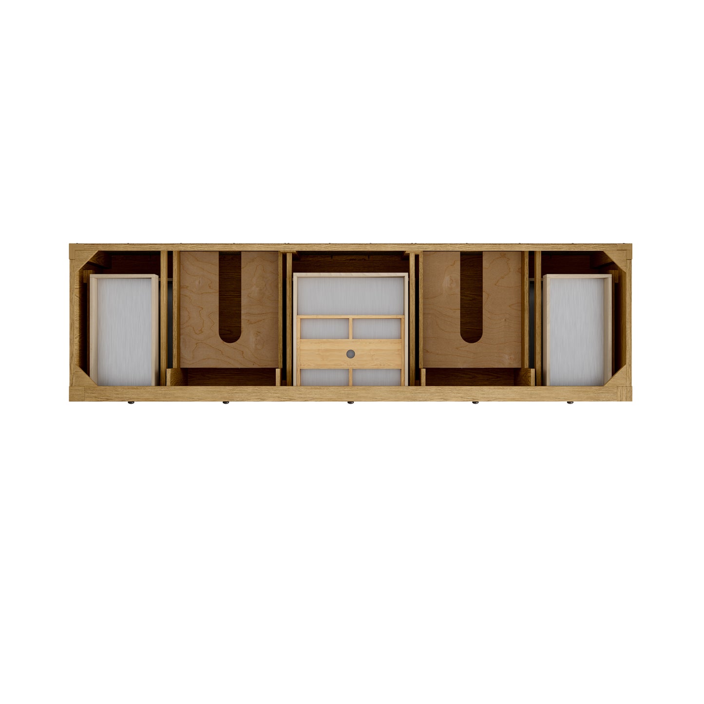 Renovate for Less Atlanta Breckenridge 84" Double Vanity, Light Natural Oak w/ 3 CM Eternal Jasmine Pearl Top w/FreePower Wireless Charger