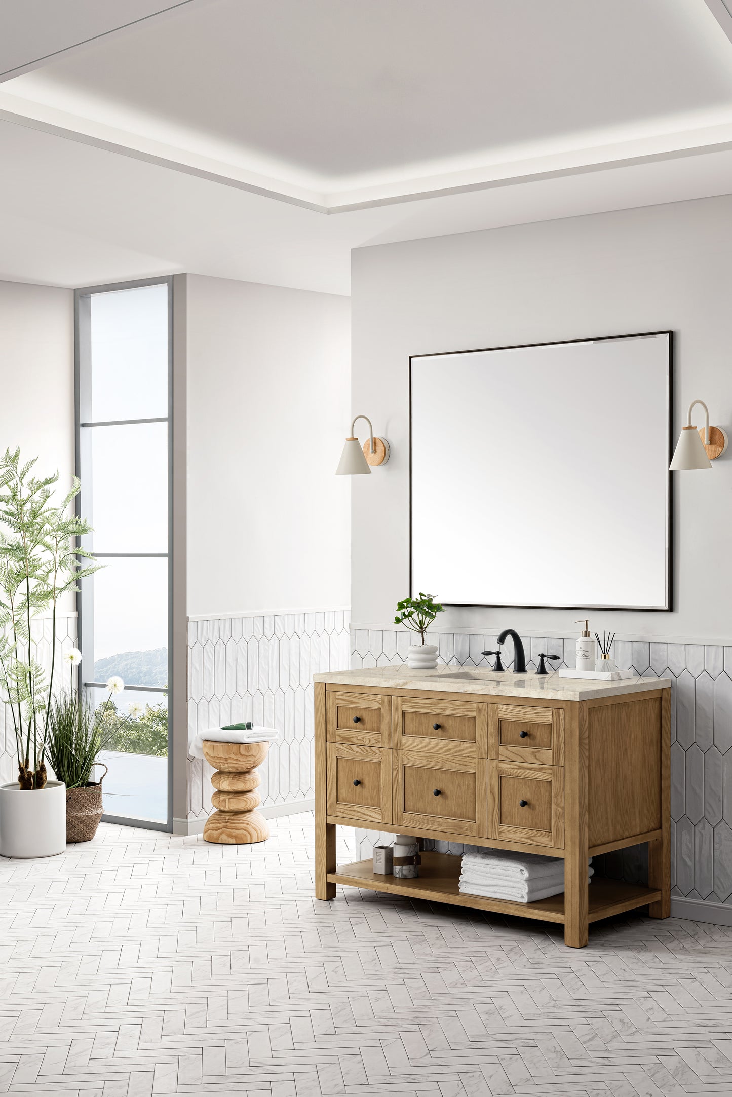 Renovate for Less Atlanta Breckenridge 48" Single Vanity, Light Natural Oak, w/ 3 CM Tajnar Eclos Top