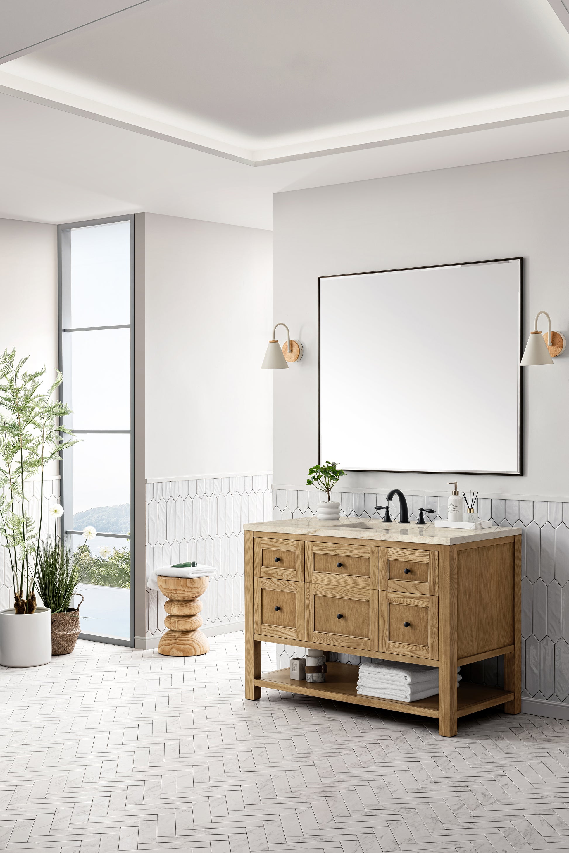 Renovate for Less Atlanta Breckenridge 48" Single Vanity, Light Natural Oak, w/ 3 CM Tajnar Eclos Top