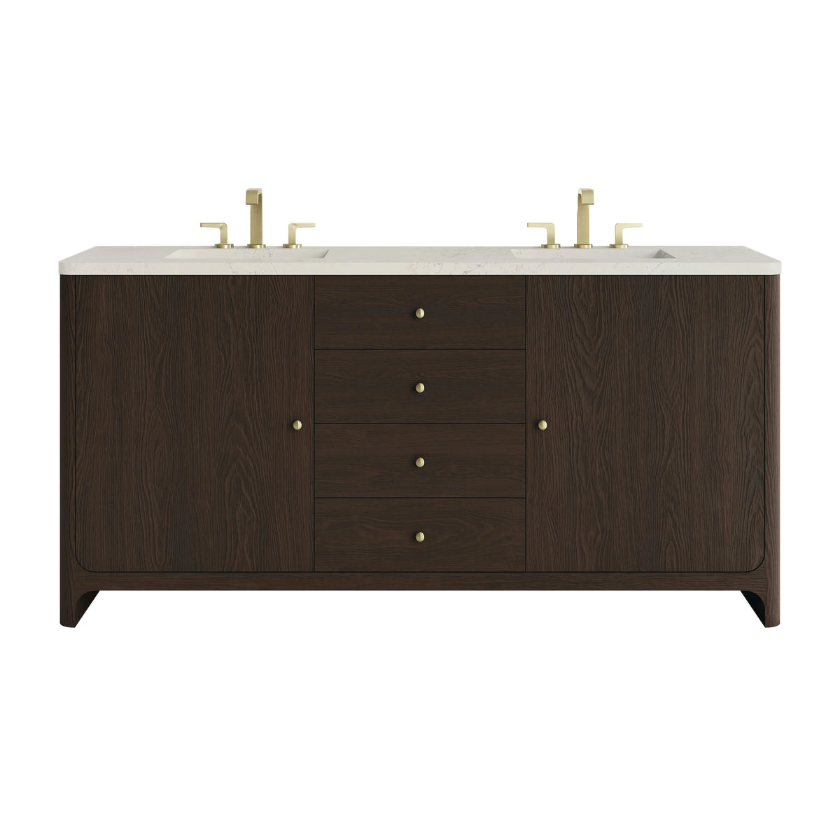 Gracyn 72" Double Vanity, Sable, w/ 3 CM Siberian Silestone Widespread Top
