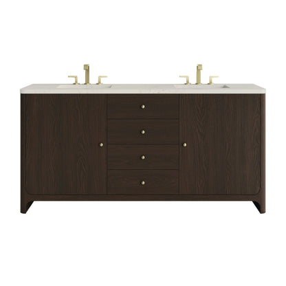 Gracyn 72" Double Vanity, Sable, w/ 3 CM Siberian Silestone Widespread Top