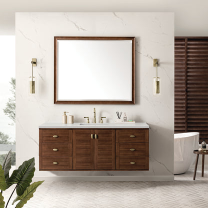 Renovate for Less Atlanta Amberly 60" Single Vanity, Mid-Century Walnut w/ 3 CM Lime Delight Top