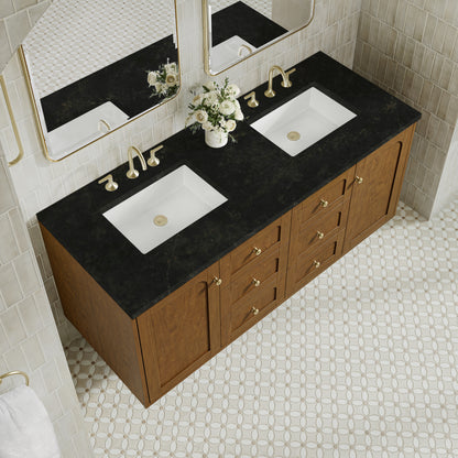 Renovate for Less Atlanta Laurent 60" Double Vanity, Honey Oak w/ 3 CM Phantome Eclos Top