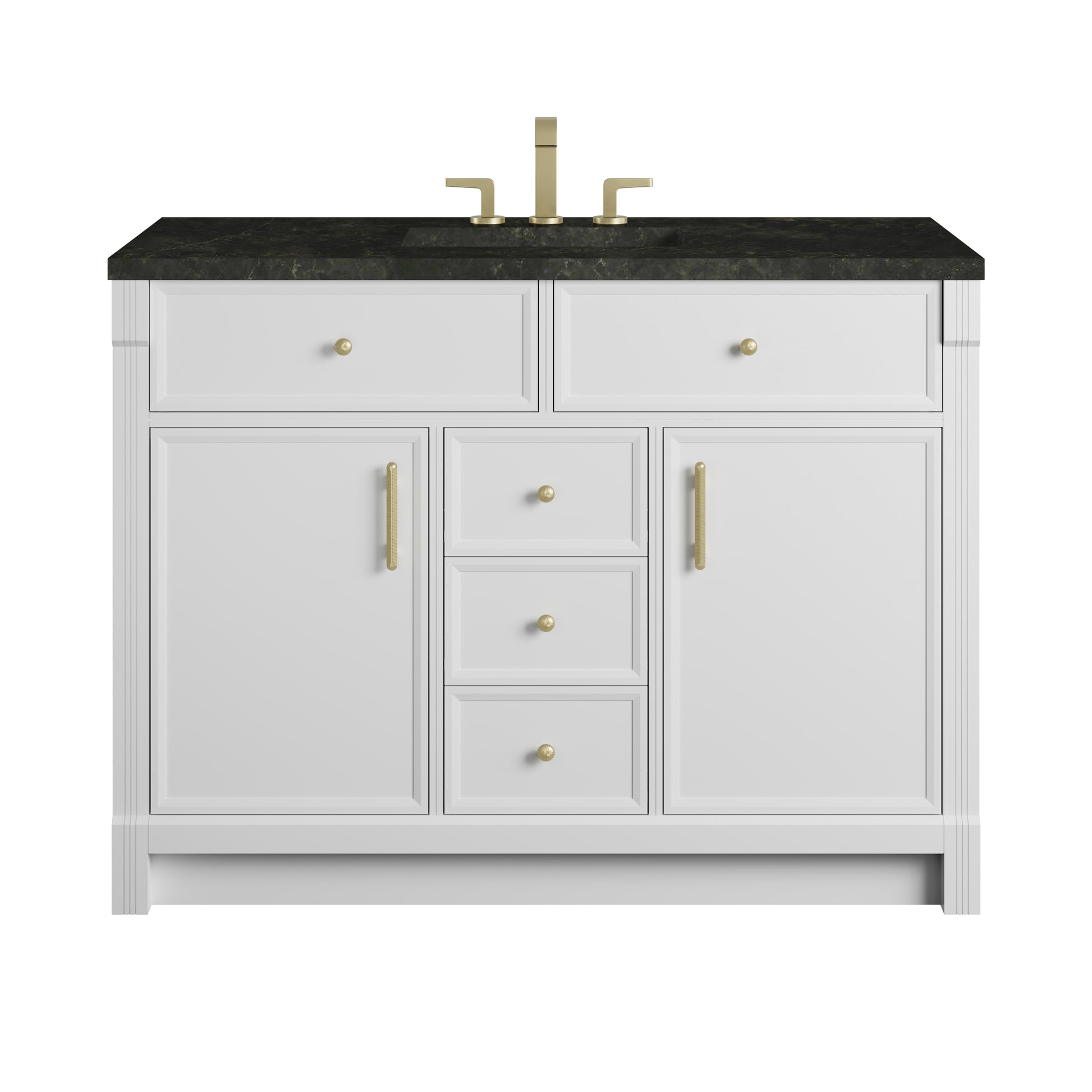 Renovate for Less Atlanta Bellshire 48" Single Vanity, Bright White w/ 3 CM Phantome Eclos Top