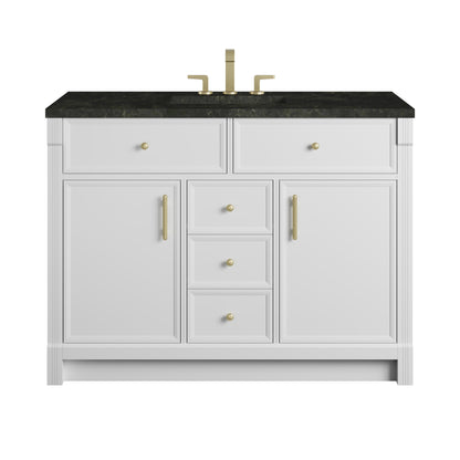 Renovate for Less Atlanta Bellshire 48" Single Vanity, Bright White w/ 3 CM Phantome Eclos Top