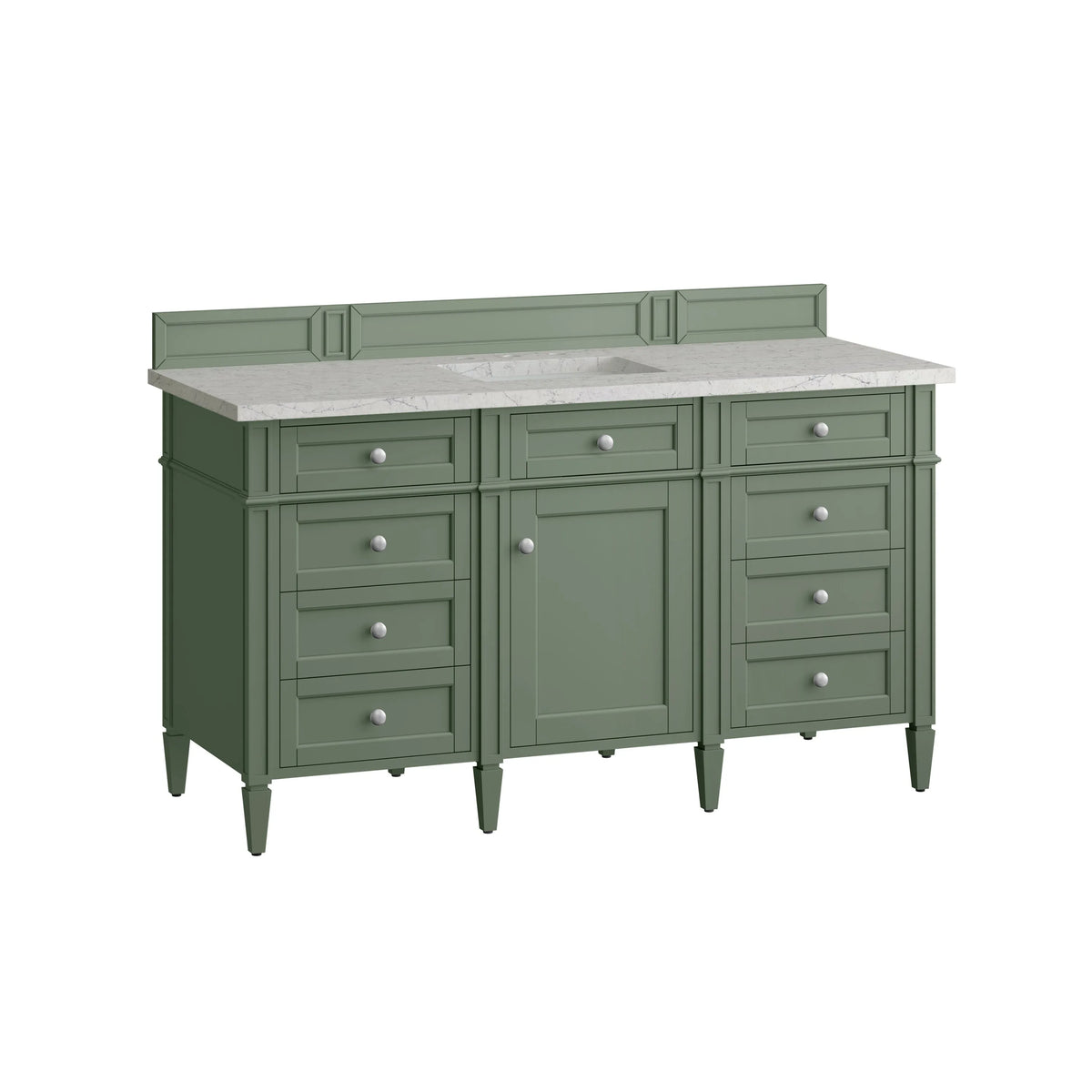 Brittany 60" Single Vanity, Smokey Celadon w/ 3 CM Eternal Jasmine Pearl Top