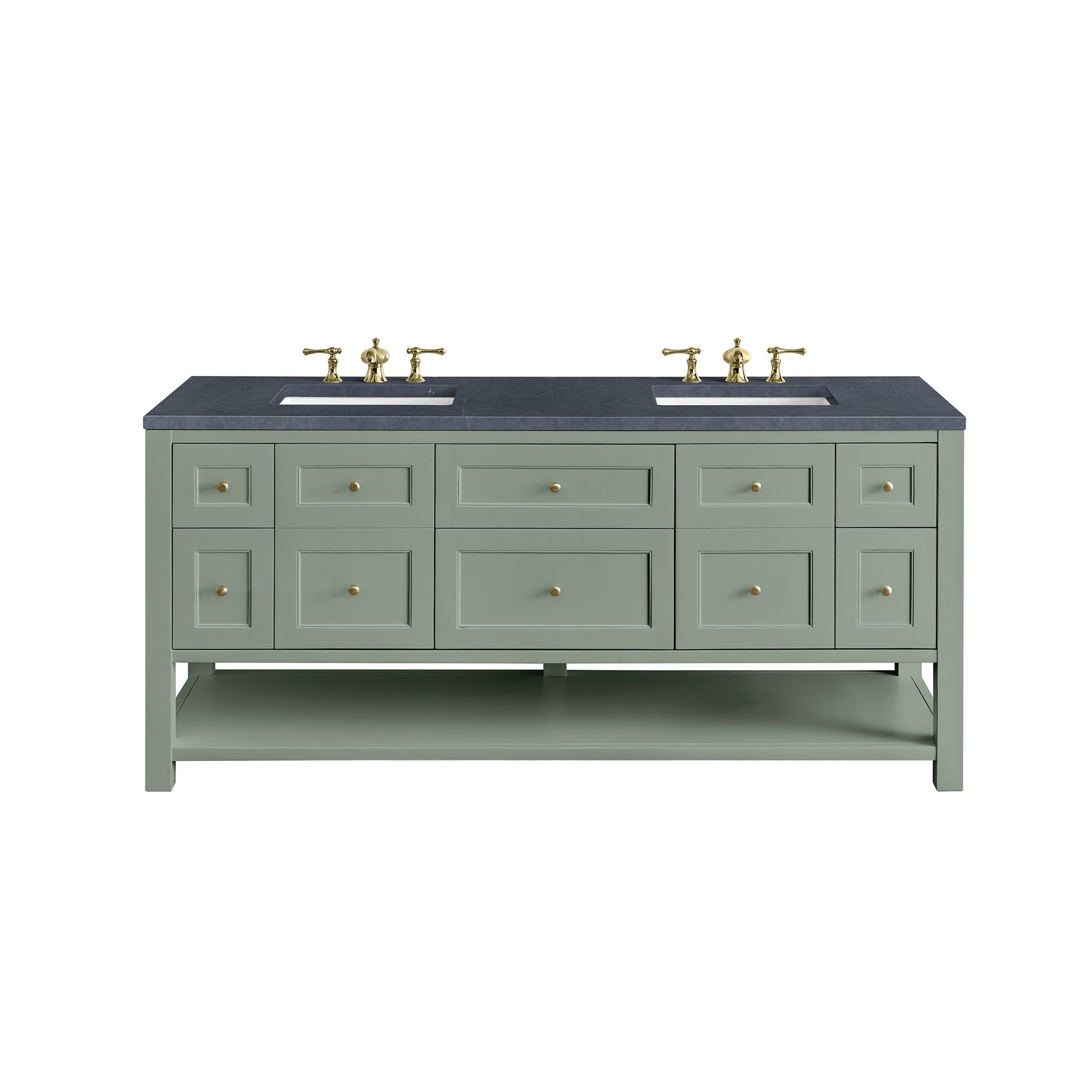 Renovate for Less Atlanta Breckenridge 72" Double Vanity, Smokey Celadon w/ 3 CM Charcoal Soapstone Top
