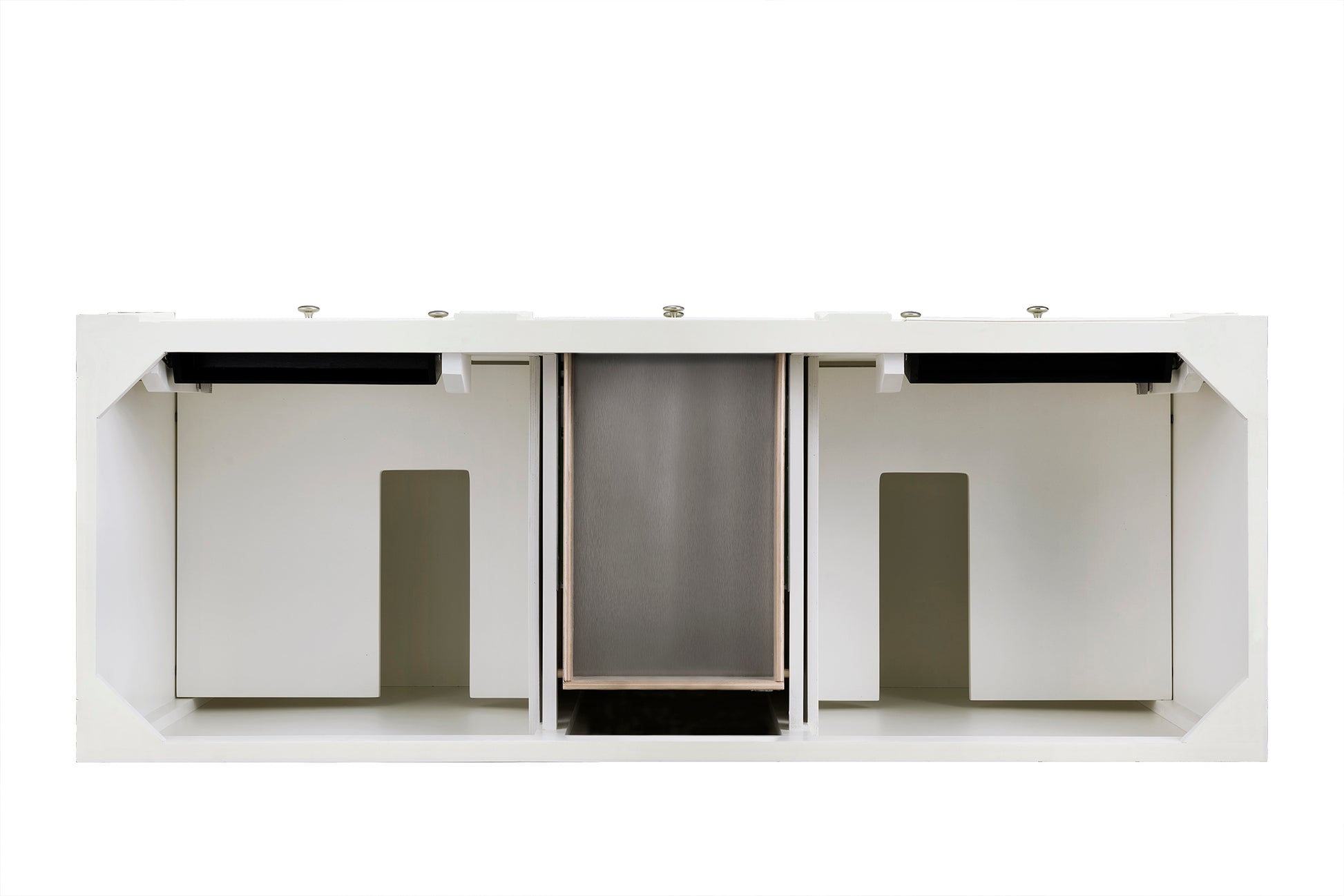 Renovate for Less Atlanta Bristol 60" Double Vanity, Bright White, w/ 3 CM Siberian Silestone Top w/FreePower Wireless Charger