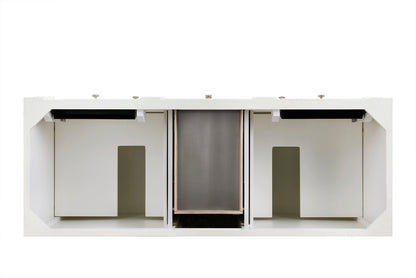 Renovate for Less Atlanta Bristol 60" Double Vanity, Bright White, w/ 3 CM Siberian Silestone Top w/FreePower Wireless Charger