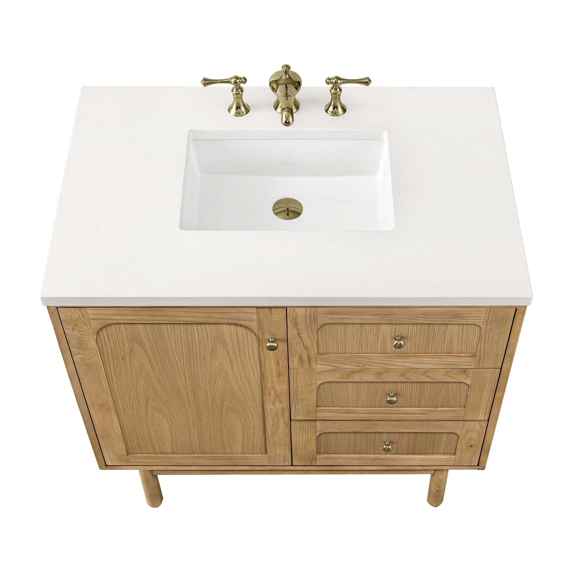 Renovate for Less Atlanta Laurent 36" Single Vanity, Light Natural Oak w/ 3 CM White Zeus Top