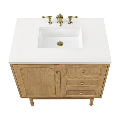Renovate for Less Atlanta Laurent 36" Single Vanity, Light Natural Oak w/ 3 CM White Zeus Top