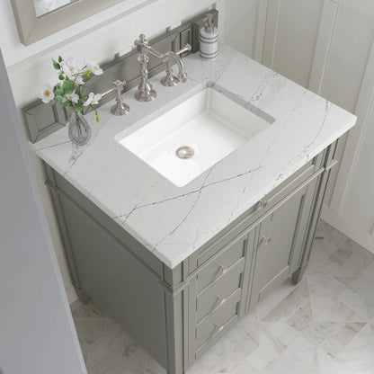Brittany 30" Single Vanity, Urban Gray, w/ 3 CM Ethereal Noctis Silestone Top