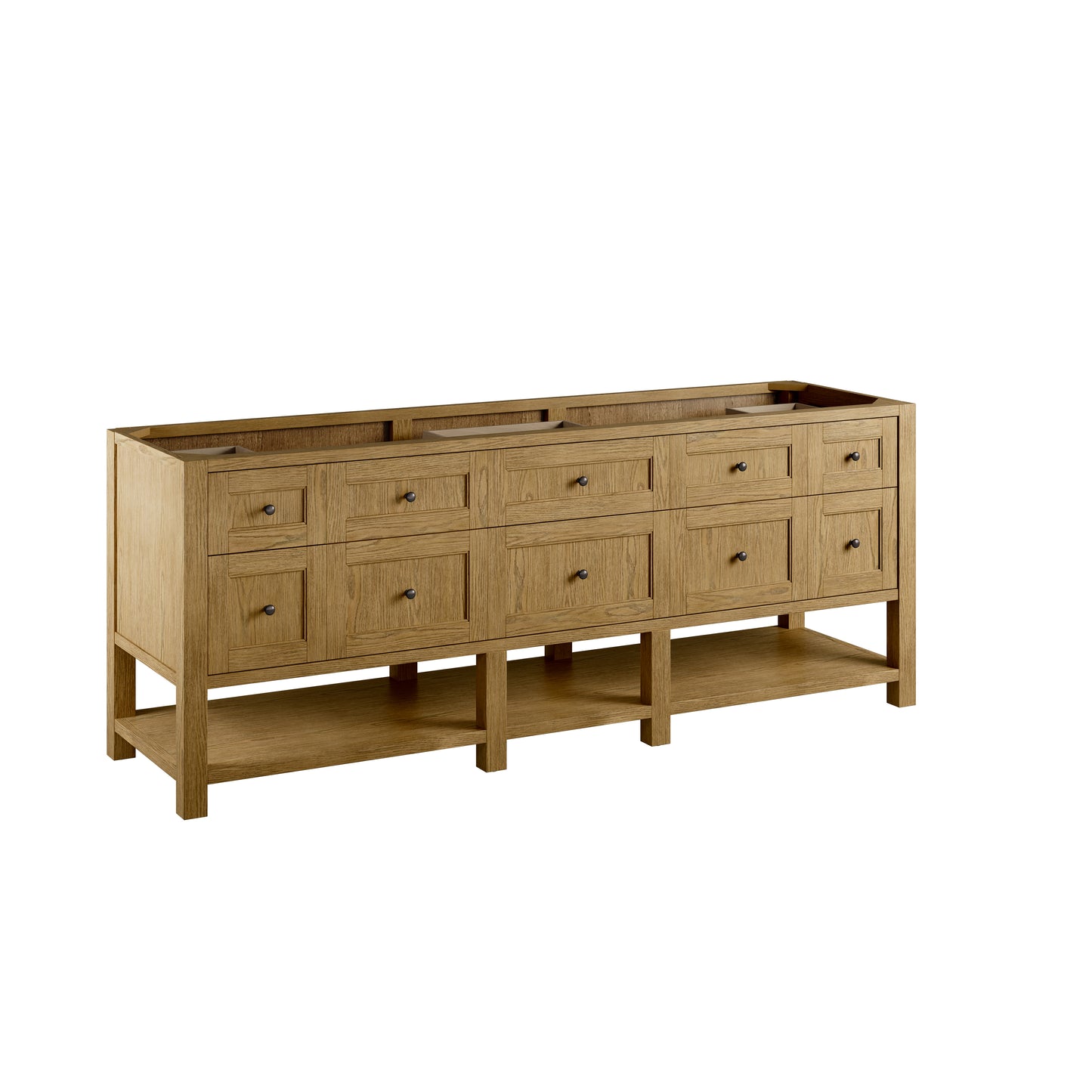 Renovate for Less Atlanta Breckenridge 84" Double Vanity, Light Natural Oak w/ 3 CM Eternal Jasmine Pearl Top
