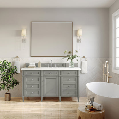 Renovate for Less Atlanta Brittany 60" Single Vanity, Urban Gray w/ 3 CM White Zeus Silestone Top
