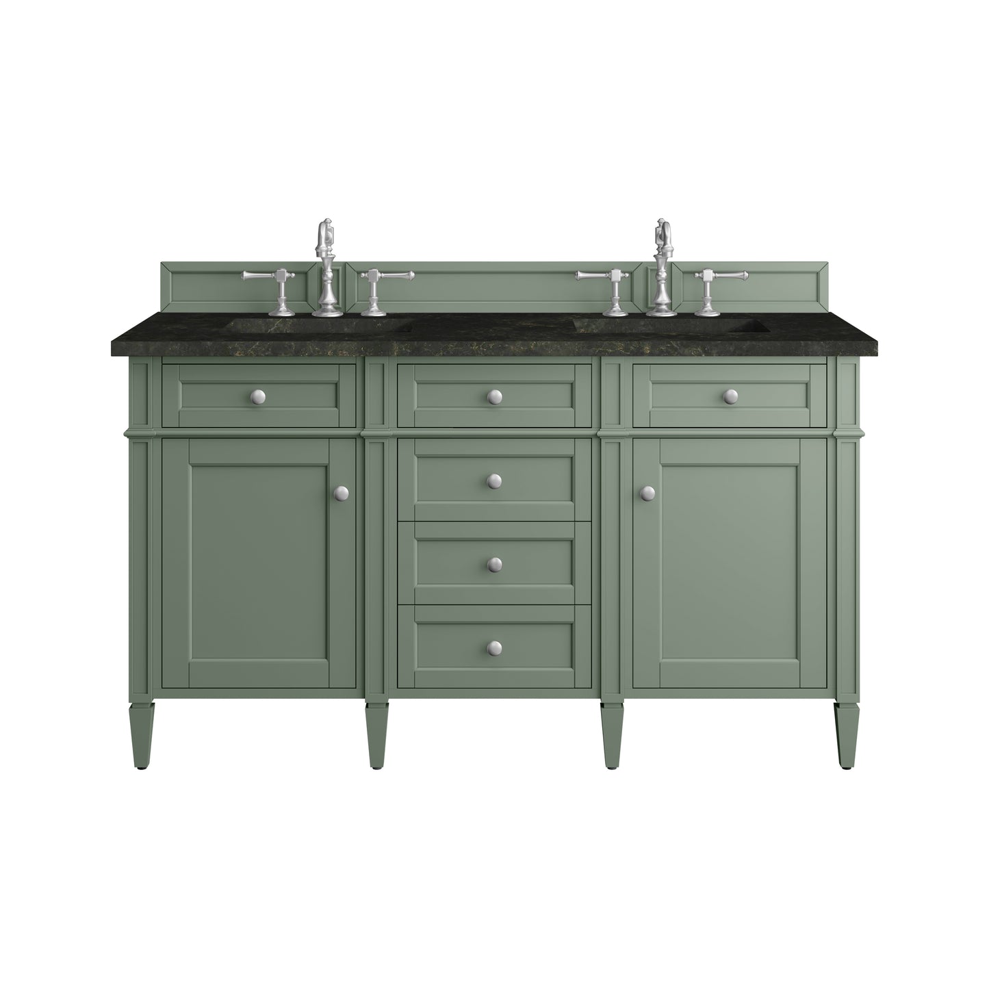 Renovate for Less Atlanta Brittany 60" Double Vanity, Smokey Celadon, w/ 3 CM Phantome Eclos Top