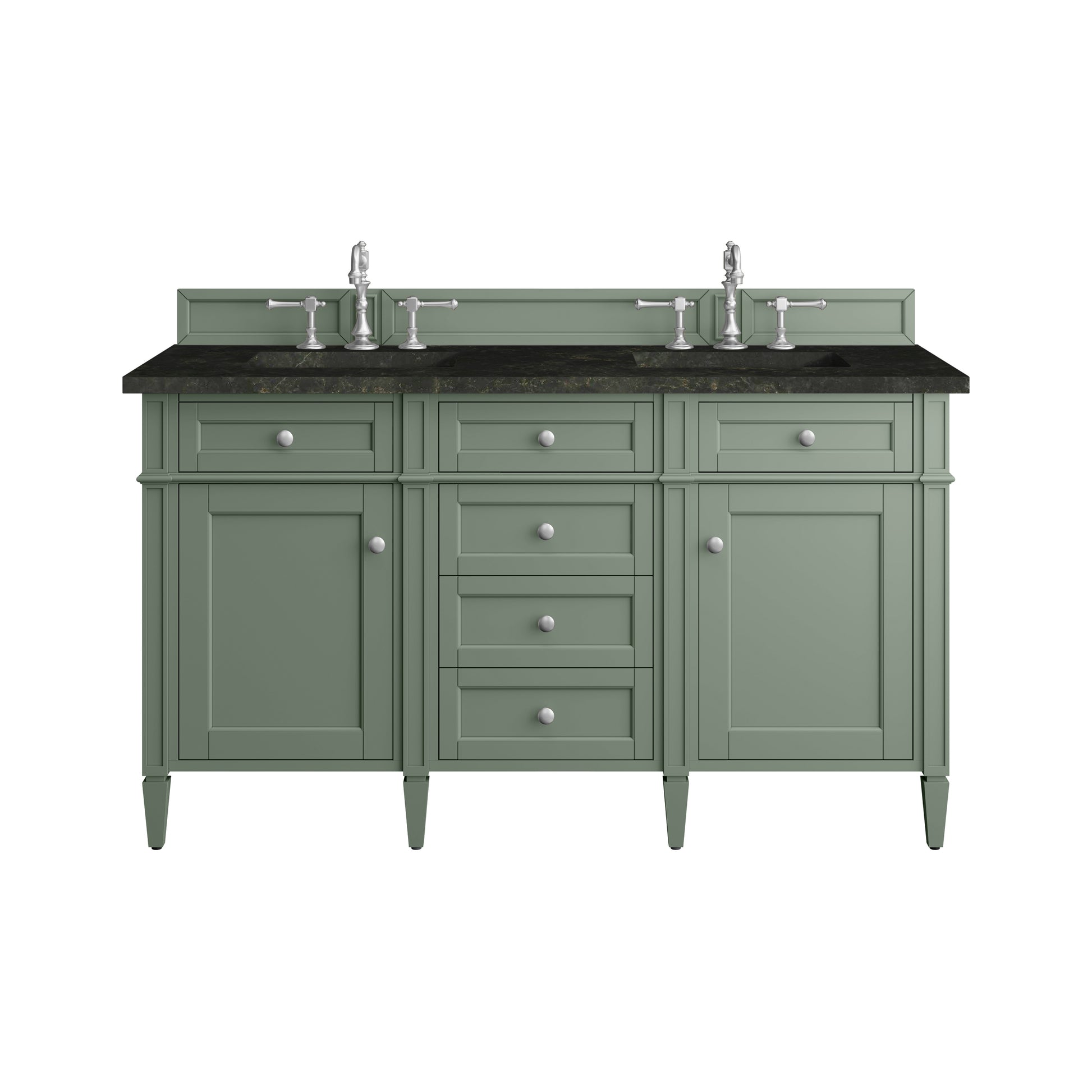 Renovate for Less Atlanta Brittany 60" Double Vanity, Smokey Celadon, w/ 3 CM Phantome Eclos Top