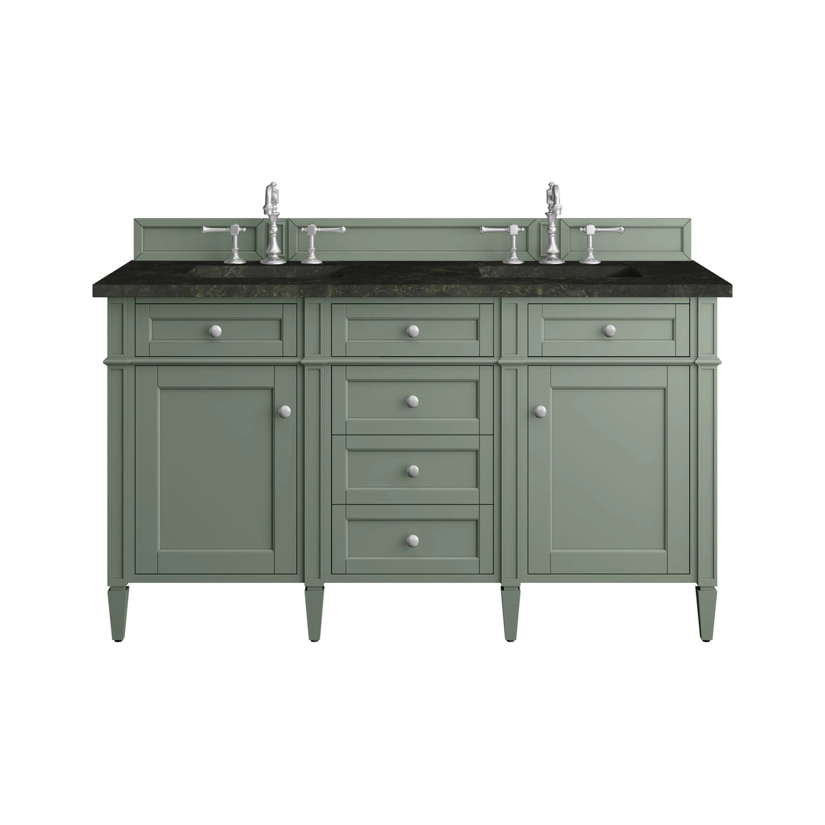 Brittany 60" Double Vanity, Smokey Celadon, w/ 3 CM Phantome Eclos Top