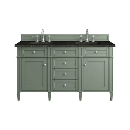Brittany 60" Double Vanity, Smokey Celadon, w/ 3 CM Phantome Eclos Top