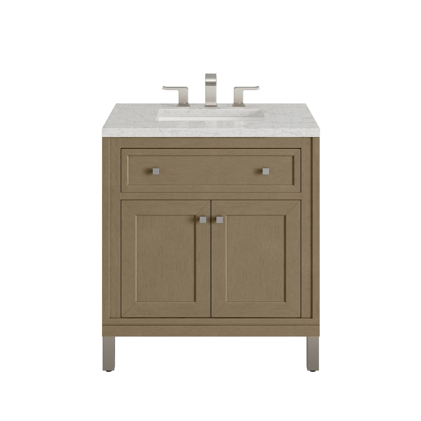 Renovate for Less Atlanta Chicago 30" Single Vanity, Walnut Whisper, w/ 3 CM Eternal Jasmine Pearl Silestone® Top