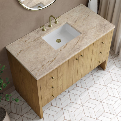 Renovate for Less Atlanta Hudson 48" Single Vanity, Light Natural Oak, w/ 3 CM Tajnar Eclos Top